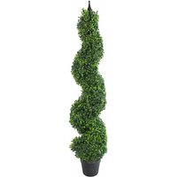 Leaf - 120cm (4ft) Tall Artificial Boxwood Tower Tree Topiary Spiral Metal Top