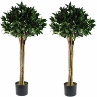 Leaf - 120cm Pair of Bay Tree Laurel uv Resistant Outdoor Topiary
