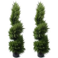 120cm Pair of Premium Artificial Cypress Spiral Topiary