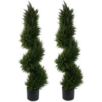 Leaf - 120cm Pair of Spiral Cypress Tree Artificial Topiary