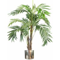 Leaf - 120cm Premium Artificial palm tree with pot with Silver Metal Planter