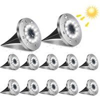 Gotrays - 12LED Solar Lights Outdoor, 12 Garden Lights 6000K Waterproof IP65 Solar Recessed Lights for Path Deck Patio Underground (Silver Warm Light)