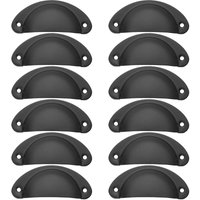Dpzo - 12pcs Vintage Shell Handles for Drawers Cabinets Kitchen Cupboards Curved Retro Iron Cabinet Door Knob 8.2cm x 3.5cm Furniture Handles with