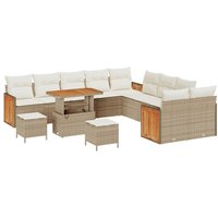 Garden Sofa Set 13 pcs Beige and cream 90 x 55 x 71 cm Vidaxl