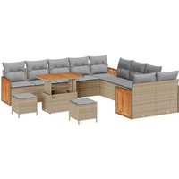 Vidaxl - Garden Sofa Set 13 pcs Beige 90 x 55 x 71 cm Poly Rattan