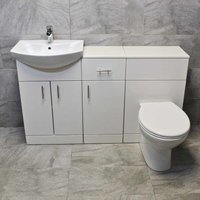 Hydros - 1350mm Vanity Set Bathroom Furniture Suite Sink Storage Drawerline White, Uma small tap & waste