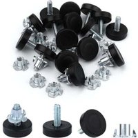1/4-inch threaded OD furniture leveling feet, adjustable furniture leveler with T-nut, screw-in feet for furniture, cabinets, sofas, tables, chairs.
