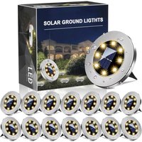 14 Pieces Outdoor Solar Lights, 8 led Outdoor Solar Spot Lights, IP65 Waterproof Outdoor Solar Lights, Solar Powered Outdoor Lights for Path Garden