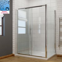 ELEGANT 1400mm Sliding Shower Door Modern Bathroom 8mm Easy Clean Glass Shower Enclosure Cubicle Door with 700mm Side Panel
