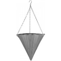 14in Slate Faux Rattan Hanging Cone Artificial Garden Hanging Baskets Floral Decorative Ornamental Outdoor Indoor Wall Mounted Bracket Chain Planter