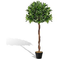 Costway - 150 cm Artificial Faux Ficus Tree Fake Greenery Potted Plant with 882 Leaves