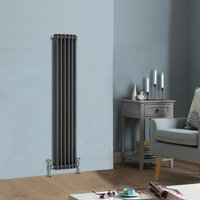 NRG - 1500 x 290mm Traditional Anthracite Vertical Cast Iron Style Radiator Double Column