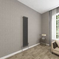 Sky Bathroom - 2 Column Anthracite 1500x290mm Traditional Cast Iron Style Radiator