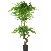 150cm Twisted Trunk Artificial Japanese Fruticosa Ficus Tree Black Planter