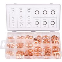 150pcs 15 Specifications Gaskets Sealing Ring, Copper Washers Assortment Kit, Copper Washers Gasket Sealing Ring with Box M5 M6 M8 M10 M12 M14 M16