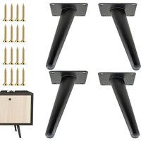 15cm Furniture Legs, Set of 4, Mid-Century Style Metal Replacement Legs for Chairs, Sofas, Cabinets, Tables and DIY Projects, Black