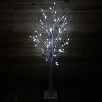 Snowtime - 1.5m (5ft) Indoor Outdoor Christmas Lit Birch Tree with 64 Ice White LEDs