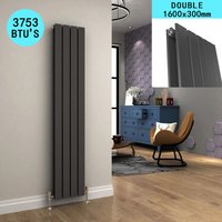 ELEGANT 1600 x 300mm Vertical Column Radiator Anthracite Double Flat Panel Designer Radiator