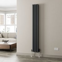 Duratherm - Anthracite Oval Column Designer Radiator Vertical Horizontal 1800 x 240mm Double Panel
