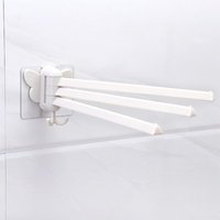 180° rotating towel rack, towel holder with hooks, wall-mounted, 3 arms, self-adhesive rotating hook for bathroom and kitchen