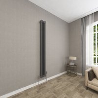Sky Bathroom - 2 Column Anthracite 1800x200mm Traditional Cast Iron Style Radiator
