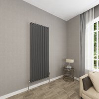 Sky Bathroom - 1600x590mm Anthracite Single Oval Column Radiator Vertical Central Heating Rad