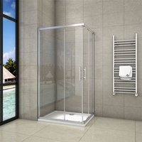 760x700x1850mm Corner Entry Enclosures Cubicle Double Sliding Shower Doors Chrome Frame