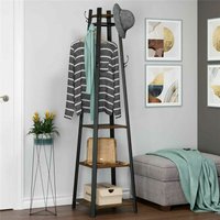 Industrial Coat Rack Stand Bench Hallway Furniture 8 Hooks Shoe Storage Shelves