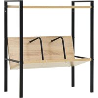 2-Layer Book Shelf Black and Oak 52x28x59 cm Engineered Wood Vidaxl