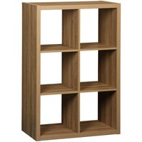 Sweeek - 2-level bookshelf with 6 compartments, Basiks, Brown, 111.2x39x76 cm