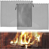 Cyslmuk - 2 Pack Fireplace Mesh Curtain, Scroll Pattern Fire Chain, Metal Fire Screen (24×19 Inch)