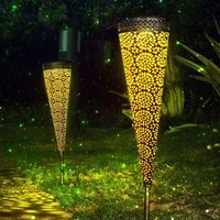 2 Pack Solar Lantern Outdoor Solar Garden Light IP44 Waterproof Vintage Plastic Light Hanging Decorative Lighting led Candle Lights for Garden Patio