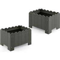 Costway - 2 Pack Square Planter Box hdpe Flower Pot 45 x 32 x 30 cm Raised Garden Bed