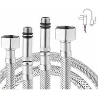 2 Pack Stainless Steel Braided Flexible Hoses for Kitchen/Sink Mixer Tap Monobloc 1/2 Connection 600mm Long