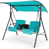 Costway - 2 Person Porch Swing Outdoor Canopy Swing Chair Loveseat Patio Swing Center Tray