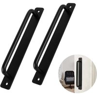 2-Piece Door Handle Set, Black Aluminum Alloy Sliding Door Handle for Indoor and Outdoor Use, Barn Door, Wardrobe, Closet, Bedroom, with 4 Screws,