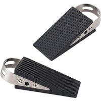 2-piece flexible doorstop, durable, non-slip rubber floor wedges with stainless steel handles, suitable for tile, floor, concrete, and carpet.