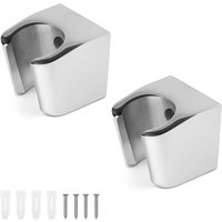 2-Piece Zinc Alloy Shower Head Holder, Silver, Wall-Mounted Shower Bracket with Screws, Small and Easy to Install, Item Dimensions L x W x H: 3.5 x