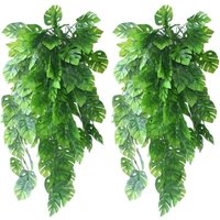 Tinor - 2 Pieces Artificial Ivy Plants Fake Tropical Monstera Palm Leaves for Indoor Outdoor Home