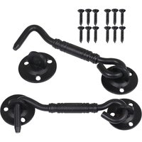 Tinor - 2 Pieces Cabin Hook, Window Bracket, Door Catch, Stainless Steel Shed Latch for Shed Door Garage Door Cabin Windows, 4 Inch (Black)