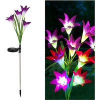 2 Pieces Solar Lights Outdoor, Lily Solar Garden Lamp led Solar Lamp Color Changing Larger Flowers and Solar Panels Garden Decoration for Terrace,