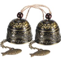 2 Pieces Vintage Dragon Wind Chimes, Classic Chinese Feng Shui Metal Bells Good Luck Blessing Bells Handmade Indoor Outdoor Wind Chimes for Garden