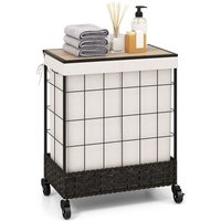 Costway - 2 Section Laundry Hamper 110L Large Capacity Handwoven Rattan Laundry Basket