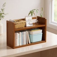 2-Tier Bamboo Desktop Bookshelf