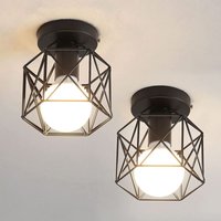 GOECO 2 Vintage Industrial Vintage Ceiling Light, Suspension Lighting E27 Retro Ceiling Lightning Black Metal Cage Chandelier Lush iron, Ceiling lamp