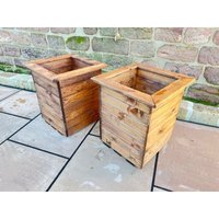 Charles Taylor - 2 x Wooden Large Windsor Planter Flower Shrub Tree Pot Trough