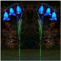 Smart Garden - 2 x Bluebell Blue Flower Glass Solar Stake Light Garden led 1012534