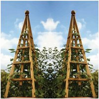 Smart Garden - 2 x Tan Wooden Woodland Obelisk 1.9m Plant Support Pine Pergola