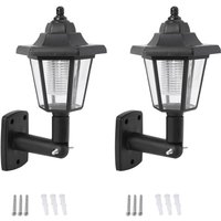 Tlily - 2 x Solar Powered led Outdoor Garden Fence Wall Lantern Light