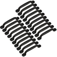 20 handles for kitchen, drawer and bedroom furniture, 128 mm hole spacing, black aluminium